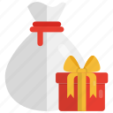 gift bag, santa bag, presents, award, charity, surprise, sack