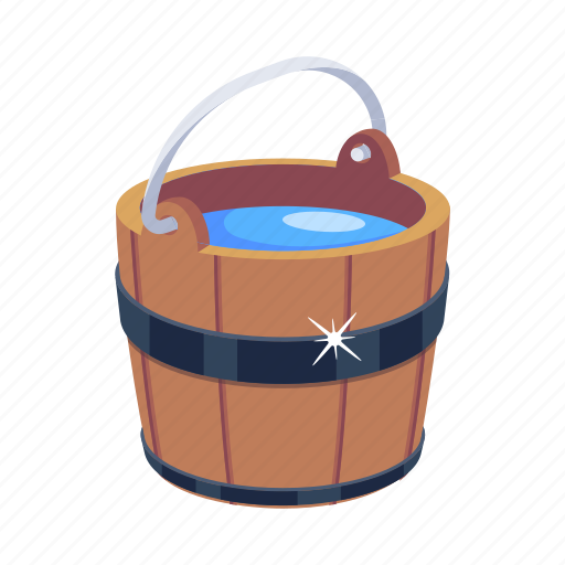Water bucket, wooden pail, wooden basket, wooden bucket, medieval bucket icon - Download on Iconfinder