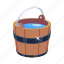 water bucket, wooden pail, wooden basket, wooden bucket, medieval bucket 