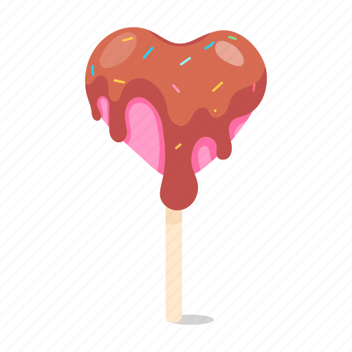 Chocolate popsicle, heart popsicle, dessert, sweet, popsicle sticker - Download on Iconfinder