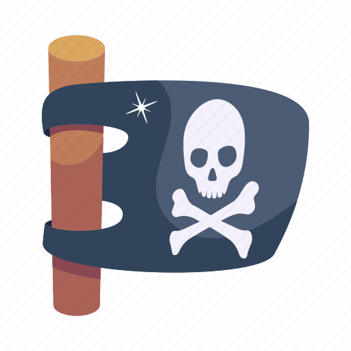 Skull flag, pirate flag, flagpole, jolly roger, ensign icon - Download on Iconfinder