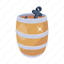 drum, cask, pirate barrel, wooden barrel, wooden drum