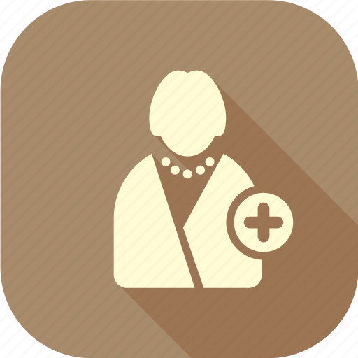 Woman with pearls, add woman, woman, lady, add user, long shadow icon - Download on Iconfinder