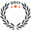 2017 year, anniversary, award logo, laurel wreath, quality, success, trophy 