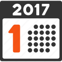 1st day, 2017 year, calendar, date, first, organizer, page