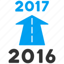 2017 year, ahead arrow, forward, future, new year, next, road