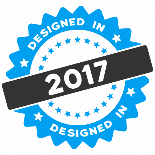 2017 year, certificate, design quality, designed, guarantee, round seal, rubber stamp icon - Download on Iconfinder