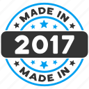 2017 year, certificate, guarantee, label, made in, round seal, rubber stamp