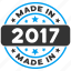 2017 year, certificate, guarantee, label, made in, round seal, rubber stamp 