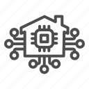 microchip, house, home, connection, future, building, net