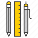pencil, architecture, ruler, stationery, pen, tool, design, writing, scale, measure