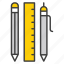 pencil, architecture, ruler, stationery, pen, tool, design, writing, scale, measure 