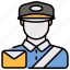 postman, delivery, courier, man, shipping, parcel, package, box, shipment 