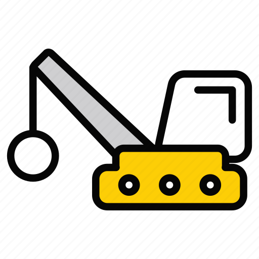 Wrecking ball crane, vehicle, construction, wrecking-ball, crane, wrecking, machine icon - Download on Iconfinder