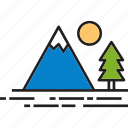 river, mountain, flag, camping, travel, landscape