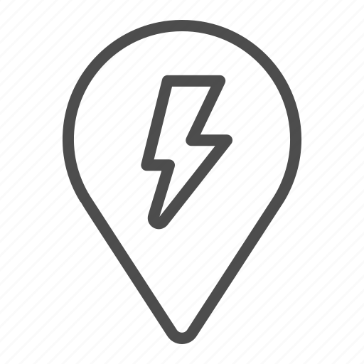 Lightning, electricity, electric, pin, power, map, location icon - Download on Iconfinder