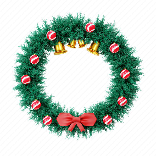 Christmas, wreath, decoration, gift, santa, winter 3D illustration - Download on Iconfinder