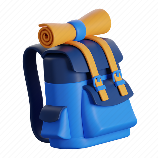 Backpack, baggage, luggage, rucksack 3D illustration - Download on Iconfinder