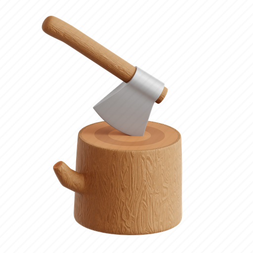 Axe, chopping, splitting, woodwork, strength 3D illustration - Download on Iconfinder