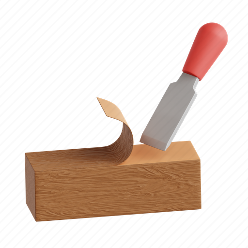 Chisel, carving, shaping, fine detail, woodwork 3D illustration - Download on Iconfinder