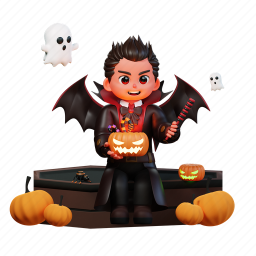 Character, halloween, vampire, human, autumn, happy, celebrate 3D illustration - Download on Iconfinder