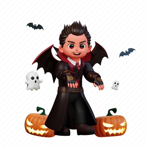 Character, halloween, vampire, human, autumn, happy, celebrate 3D illustration - Download on Iconfinder