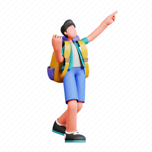 Character, male, holiday, illustration, boy, camp, enjoy 3D illustration - Download on Iconfinder
