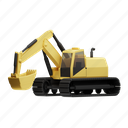 excavator, truck, construction, transport 