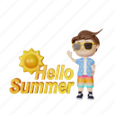 summer, character, boy, cute, illustration, cartoon, kid, happy, beach
