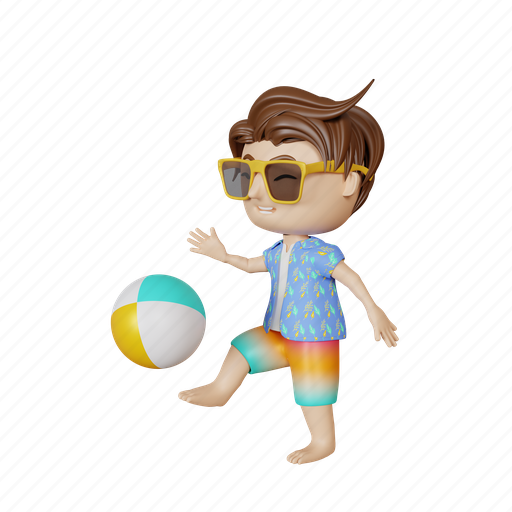 Summer, character, boy, cute, illustration, cartoon, kid 3D illustration - Download on Iconfinder