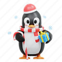 cute, penguin, bring, candy, stick, winter, christmas, december, cartoon 