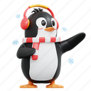cute, penguin, pointing, left, avatar, winter, christmas, december, snow 