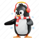 cute, penguin, pointing, right, winter, christmas, december, cartoon