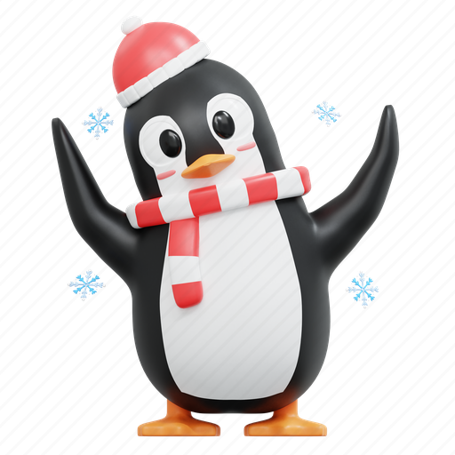 Cute, penguin, wearing, beanie, winter, christmas, december 3D illustration - Download on Iconfinder