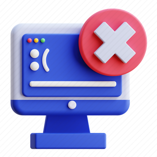 Blue screen, monitor, desktop computer, security 3D illustration - Download on Iconfinder
