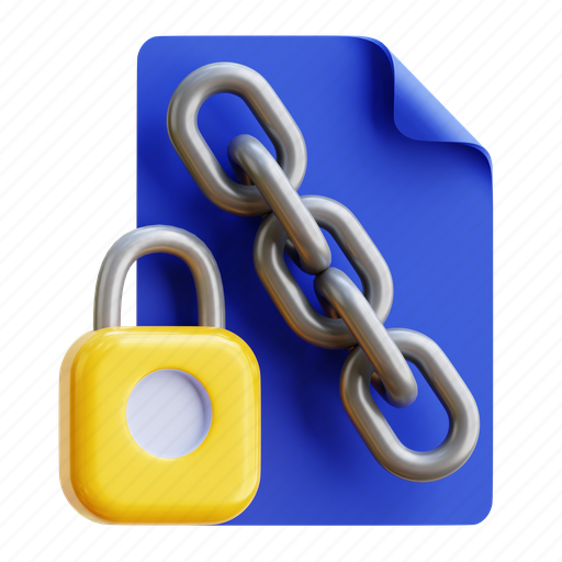 Ransomware, file, lock, virus, padlock, chains 3D illustration - Download on Iconfinder