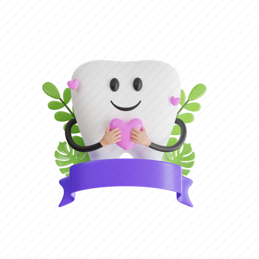 Love, tooth, healthy, dental, health, hygiene, mascot 3D illustration - Download on Iconfinder