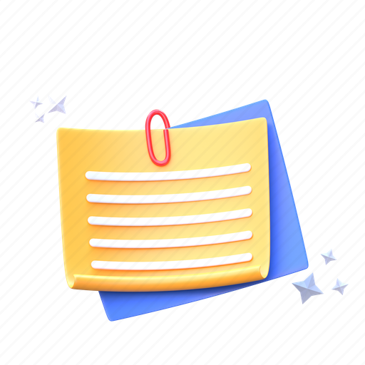Sticky, note, notepad, write, document, notes, edit 3D illustration - Download on Iconfinder