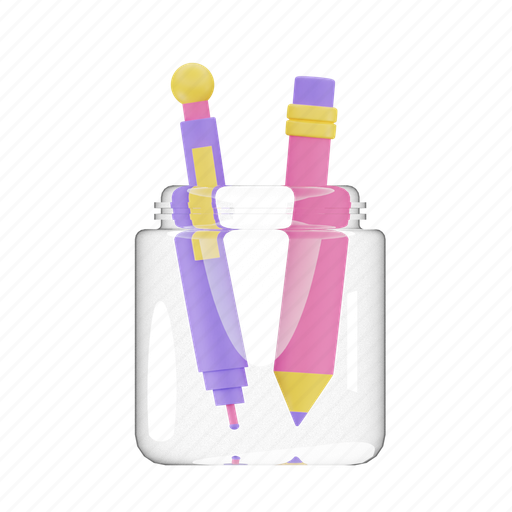 Pencil, case, bottle, education, write, learning, pen 3D illustration - Download on Iconfinder