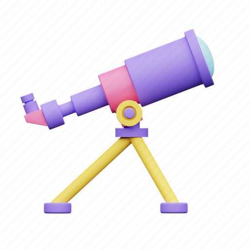 Telescope, education, view, study, space, school, knowledge 3D illustration - Download on Iconfinder