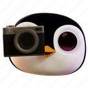 emoji, penguin, taking, photo, digital, gallery, camera, photography