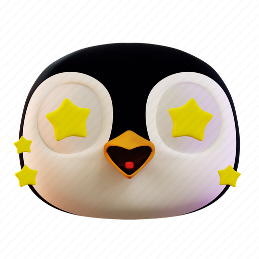 Cute, penguin, star, emoji, emoticon, animal, face icon - Download on Iconfinder