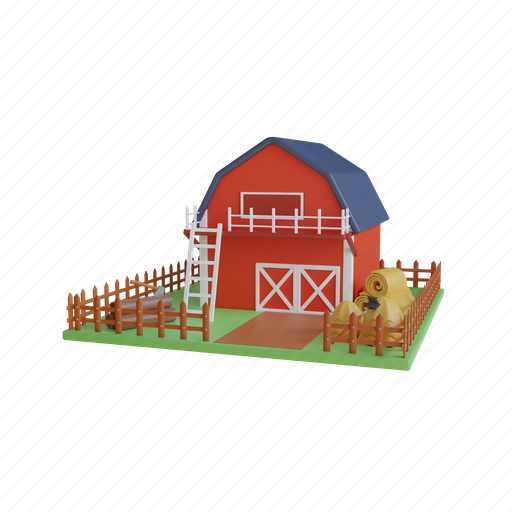 Farm, countryside, barn, warehouse, rural, storage, building 3D illustration - Download on Iconfinder