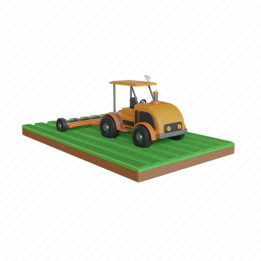 Farm, tractor, field, agriculture, machine, land, industry 3D illustration - Download on Iconfinder