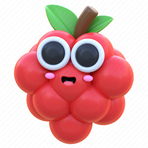 Raspberry, fruit, vegetable, sweet, healthy, fresh, tropical 3D illustration - Download on Iconfinder