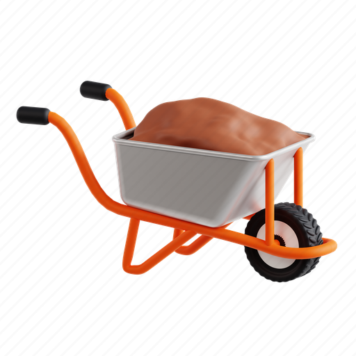 Wheelbarrow, trolley, gardening, tool, cart 3D illustration - Download on Iconfinder