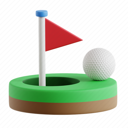 Flag, golf, sport, ball, golf hole 3D illustration - Download on Iconfinder