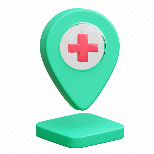 Hospital, location, map, medical, healthcare 3D illustration - Download on Iconfinder