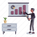 analysis, 3d illustration, 3d marketing, 3d render, 3d character, marketing, business, market, optimization, monitoring, analytic, statistics, pointing, growth, chart, report, information, control, clipboard, boy, businessman