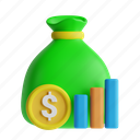investing, money bag, money, bar chart 